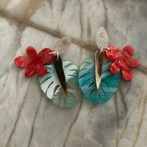 Floral and Leaf Drop Earrings